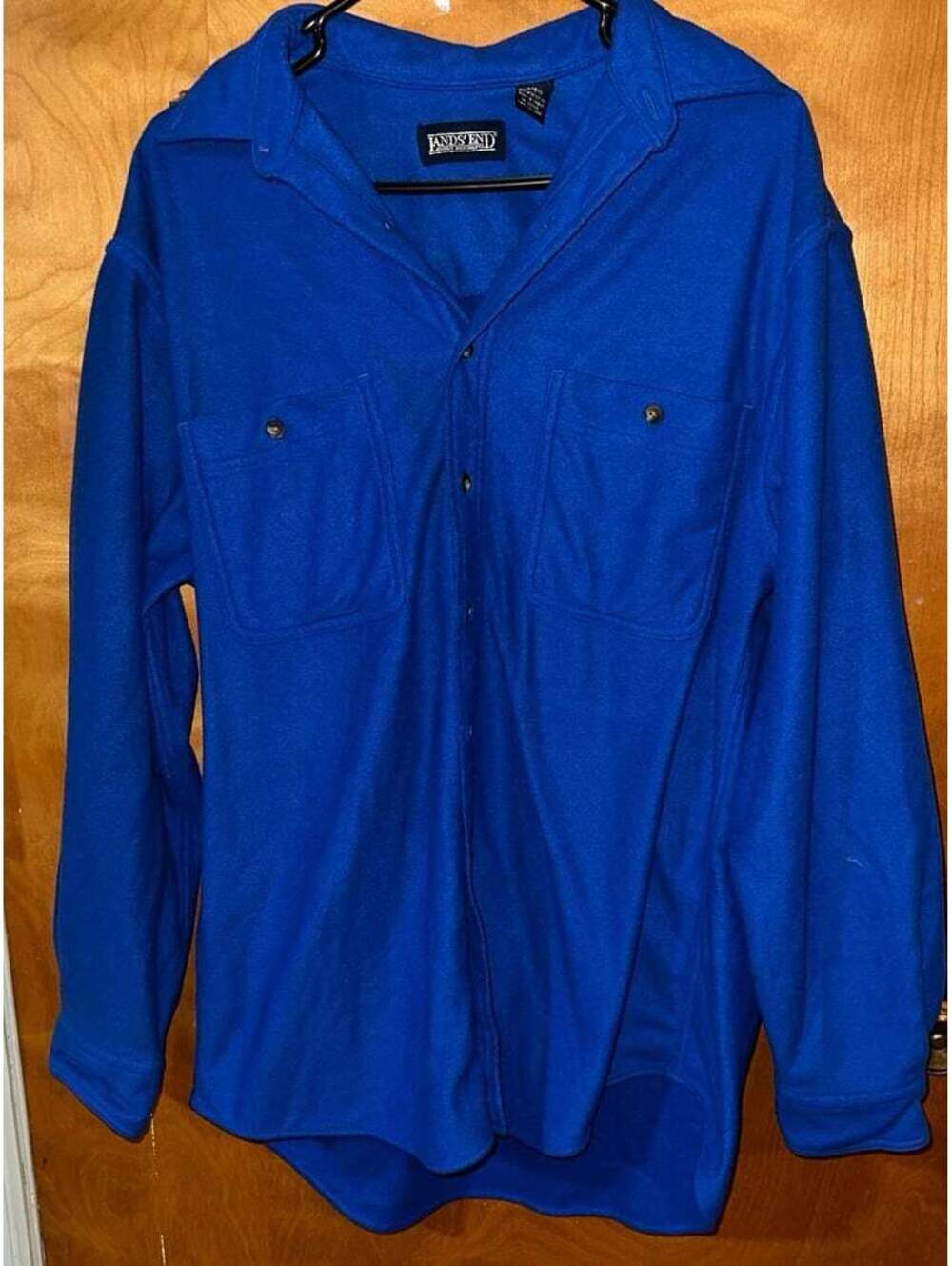 Lands End Fleece button mens shirt size medium 15/15 1/2